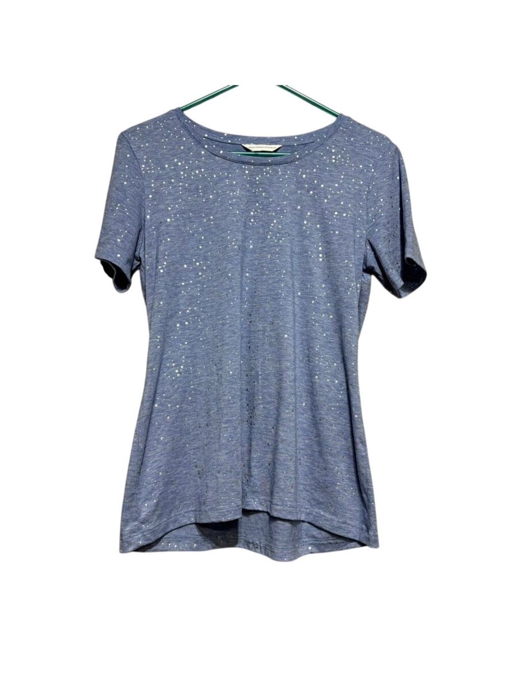 Christopher & Banks Blue Shimmer Sparkle Tee Shirt Size Small
